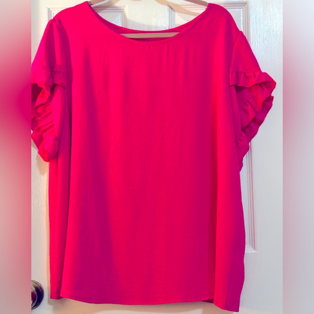 Beautiful Fushia ruffle sleeve top from SHEIN . NWOT $10
